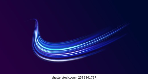 Futuristic glowing light swirls in vibrant neon colors, elegant curved lines with a smooth gradient glow, abstract luminous energy waves creating a high-tech digital aesthetic for creative design 