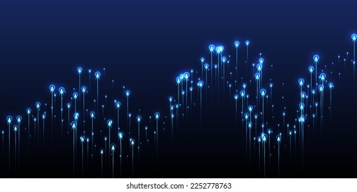 Futuristic glowing line beams data flows vector. Tech neon blue electronic elements. Social science vertical lines visual illustration. Data flows modern backdrop.