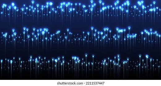 Futuristic glowing line streams data flows vector. Tech neon blue flare elements. Electronic technology lines shift up innovative wallpaper. Data flows progressive background.