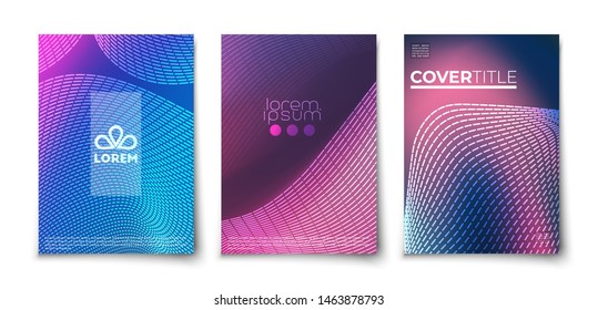 Futuristic glowing lines abstract backgrounds cover templates set. Northen glow. Neon. Geometric blend elements.