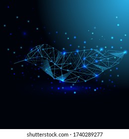 Futuristic glowing lines blue and black