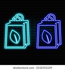 Futuristic glowing low polygonal paper shopping bag with green leaf isolated on dark blue background. Eco shopping concept. Modern wireframe design vector illustration..5.