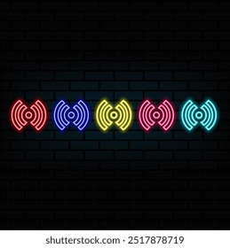 Futuristisch leuchtendes, niedriges polygonales WiFi-Symbol, das aus Sternen, Linien, Punkten einzeln auf dunkelblauem Hintergrund besteht. Modernes Design, Vektorgrafik..