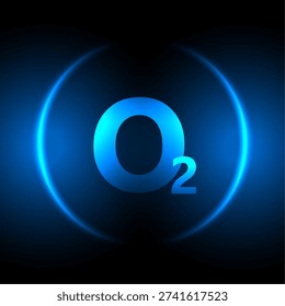 futuristic glowing neon oxygen o2 symbol on dark background vector