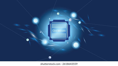 Futuristic Glowing Particles in Quantum Field Illustration in Vector Art