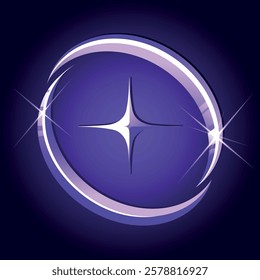 Futuristic glowing purple orb with a shining star inside, surrounded by cosmic energy rings. A sci-fi inspired symbol of power, mystery, and intergalactic energy, perfect for fantasy and gaming themes