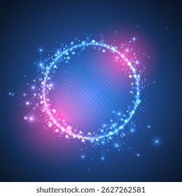 Futuristic glowing technology sphere vector art. The design gives a high-tech cybernetic feel, symbolizing digital networks, AI, or virtual reality.