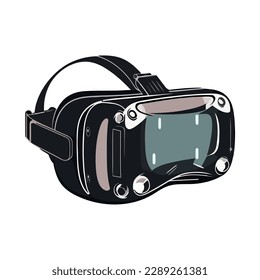 Futuristic goggles playing virtual reality video game icon isolated