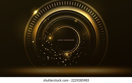 Futuristisches Gold, das den geometrischen Kreis, Vektorhintergrund aufleuchtet. Luxus-Fackel mit goldenem Licht, Vektorstruktur.