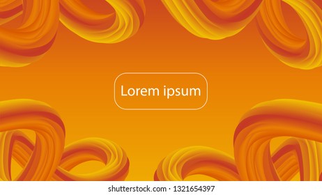 Futuristic gold gradient geometric background. Liquid color wallpaper design. 3d wavy shapes abstract background. Vibrant flowing curves. Trendy dark yellow and orange composition.