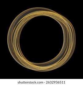 Anel circular dourado futurista. Moldura de anel de luxo. Borda redonda com textura de Malha. Fluxo de linha luminosa em camadas douradas. Ilustração vetorial. EPS 10.