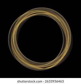 Anel circular dourado futurista. Moldura de anel de luxo. Borda redonda com textura de Malha. Fluxo de linha luminosa em camadas douradas. Ilustração vetorial. EPS 10.