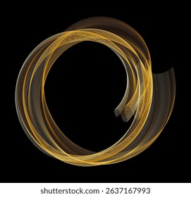 Futuristic golden circular ring. Luxury ring frame. Round border with Mesh texture. Gold layered luminous line flow. Vector illustration. EPS 10.