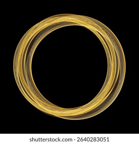 Futuristic golden circular ring. Luxury ring frame. Round border with Mesh texture. Gold layered luminous line flow. Vector illustration. EPS 10.