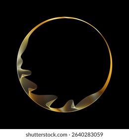 Futuristic golden circular ring. Luxury ring frame. Round border with Mesh texture. Gold layered luminous line flow. Vector illustration. EPS 10.