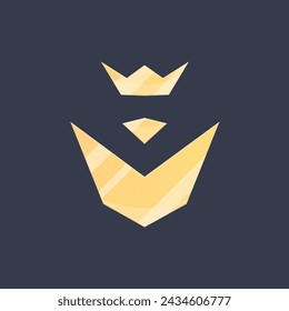 Futuristic Golden Metal Military Logo Element Vector