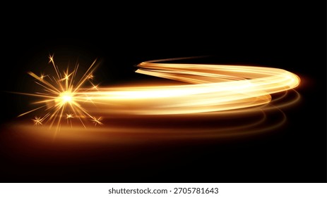 Líneas de velocidad doradas futuristas telón de fondo de Vector inspirado en la tecnología, concepto de transferencia de datos, innovación. Ideal para presentaciones de empresas de tecnología, Sitios web de inicio, visualizaciones de flujo de datos, App de fintech
