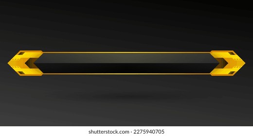 Futuristic golden yellow border game interface screen title lower third banner template