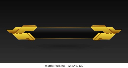 Futuristic golden yellow border lower third game interface screen title banner