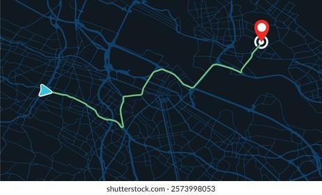 Futuristic GPS Navigation: High-Tech Mapping Technology from Start Point to Final Destination, Vector illustration