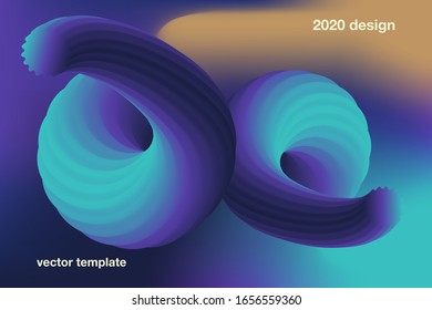 Futuristic gradient abstract  vector illustration with 3D flow elements.