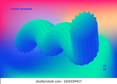Futuristic gradient abstract  vector illustration with 3D flow elements.