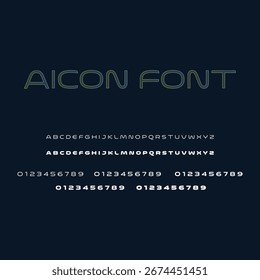 Futuristischer Farbverlauf Font-Modern Digital Typeface, Neon Outline, Cyberpunk Tech Typografie Alphabet