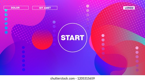 Futuristic Gradient Overlay Bright Neon Vector Pattern. Iridescent Geometric Simple Landing Page Design. Modern Retro Fluid Color Neon Glitch Cover. Corporate Identity, Music Poster, Ads Banner
