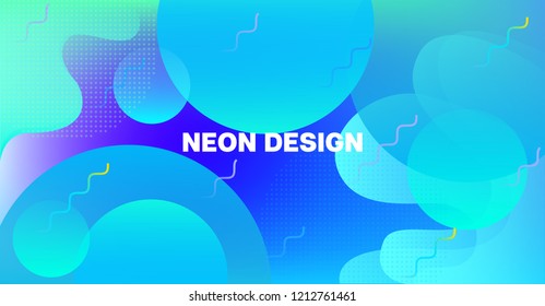 Futuristic Gradient Overlay Bright Neon Vector Pattern. Iridescent Geometric Simple Landing Page Design. Liquid Paint Glitch Abstract Neon Presentation. Music Banner, Business Background, Poster