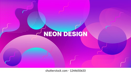 Futuristic Gradient Overlay Bright Neon Vector Pattern. Geometric Iridescent Landing Page Web Template. Modern Retro Tech Fluid Color Glitch Cover. Corporate Identity, Music Poster, Ads Banner