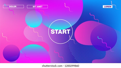 Futuristic Gradient Overlay Fluorescent Vector Pattern. Simple Main Web Page Iridescent Geometric Design. Glitch Liquid Color Abstract Neon Presentation. Festival Banner, Business Background, Poster