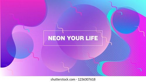 Futuristic Gradient Overlay Fluorescent Vector Pattern. Simple Main Web Page Iridescent Geometric Design. Abstract Neon Color Glitch Liquid Presentation. Corporate Identity, Music Poster, Ads Banner