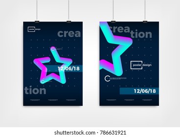 Futuristic Gradient Shapes Design. Abstract Colorful Poster Set. Vector illustration