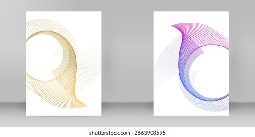 Futuristic gradient wave line vector background for tech events, digital products, web banners, and modern conference presentations. Multipurpose A4 layout, editable and professional