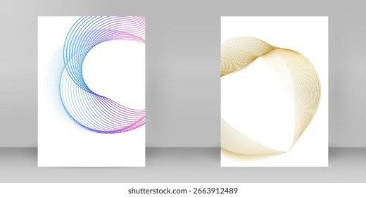 Futuristic gradient wave line vector background for tech events, digital products, web banners, and modern conference presentations. Multipurpose A4 layout, editable and professional