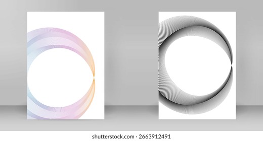 Futuristic gradient wave line vector background for tech events, digital products, web banners, and modern conference presentations. Multipurpose A4 layout, editable and professional