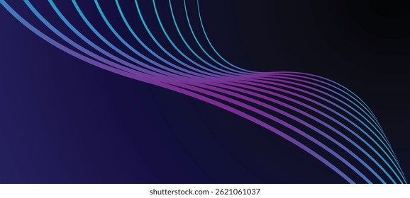Futuristic Gradient Wave Lines on Dark Abstract Background