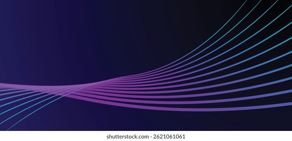 Futuristic Gradient Wave Lines on Dark Abstract Background