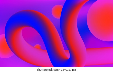 Futuristic Graphic Design 3D Art Vector Illustration. Creative Vibrant Background, Red, Blue Fluid Fest Elements. Landing Page Concept Card, Banner, Poster, Cover, Flyer, Journal, Magazine, Template.