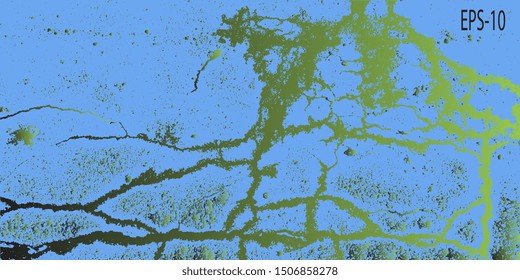 Futuristic graphics. Design background. Abstract vintage background. Creative vector background for banner and flyer. Texture stains. Designer decorative cover. Vector graphics. Spots and blots