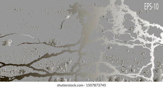 Futuristic graphics. Design background. Abstract vintage background. Creative vector background for banner and flyer. Texture stains. Designer decorative cover. Vector graphics. Spots and blots