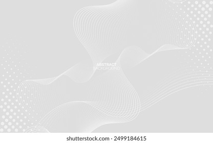 Futuristic gray white abstract background. Flowing wave lines. Geometric stripe line art design. Minimal lines pattern. for banner, wallpaper, cover. Vector illustration