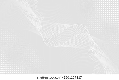 Futuristic gray white abstract background. shining wave lines pattern for banner, wallpaper, cover. Vector illustration