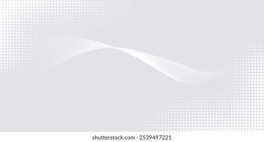 Futuristic gray white abstract background. shining wave lines pattern for banner, wallpaper, cover. Vector illustration