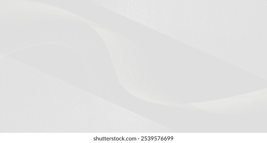 Fundo abstrato branco cinza futurista. padrão de linhas de onda brilhante para banner, papel de parede, capa. Ilustração vetorial