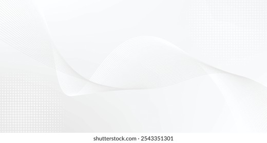 Futuristic gray white abstract background. shining wave lines pattern for banner, wallpaper, cover. Vector illustration