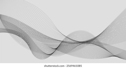 Futuristic gray white abstract background with shining wave lines pattern for banner, wallpaper, cover. Vector illustration