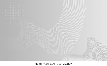 Futuristic gray white abstract background with shining wave lines pattern for banner, wallpaper, cover. illustration Free Vector