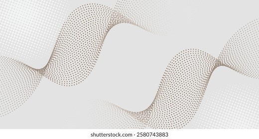 Futuristic gray white abstract background. shining wave lines pattern for banner, wallpaper, cover. Vector illustration smooth dot