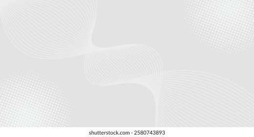 Futuristic gray white abstract background. shining wave lines pattern for banner, wallpaper, cover. Vector illustration smooth